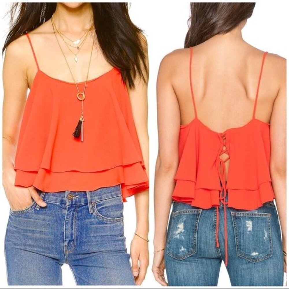NWT Free People Paprika Tropical Wave Back Lace Up Tank | Large - Picture 2 of 10